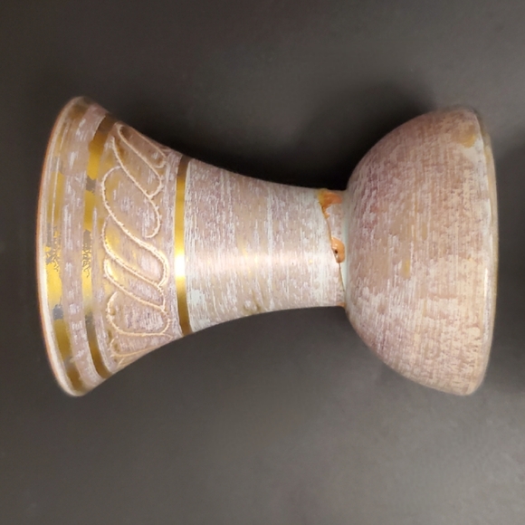 1950's Stangl Antique Gold Light Blue / Aqua Pair 4" Candlesticks 1 Repair 4064 - Picture 2 of 11